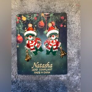BNWT Natasha Couture Festive Bear Earrings with Red and Green $50